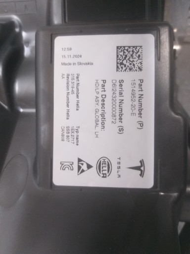 light front left TESLA III 3 LIFT Y new originál 1514952-20-E