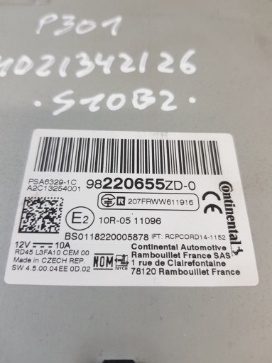 RADIO 98220655ZD PEUGEOT 301 18R- EUROPA
