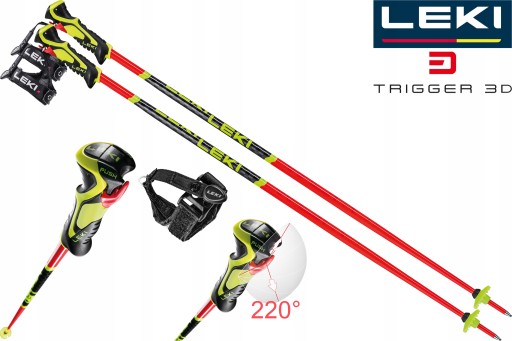 Kije narciarskie zjazdowe slalomowe LEKI WORLDCUP LITE SL Trigger 3D 115cm