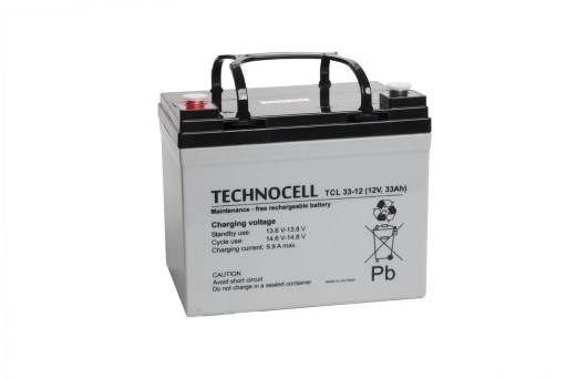 Tcl 33-12 (12v 33ah) technocell agm акумулятор для систем аварійного живлення