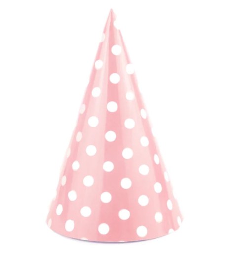 Паперові шапочки на день народження з рожевими крапками