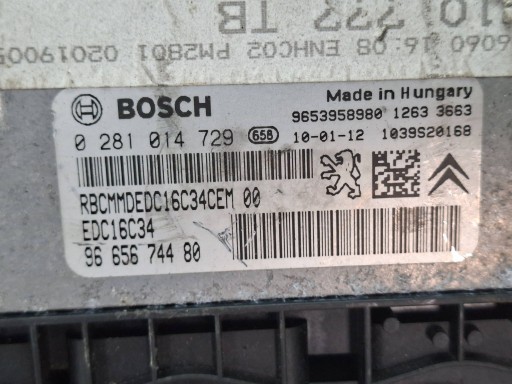 unité de commande électronique uce moteur 9653958980 9665674480 0281014729 Citroen Peugeot 1.6 HDI