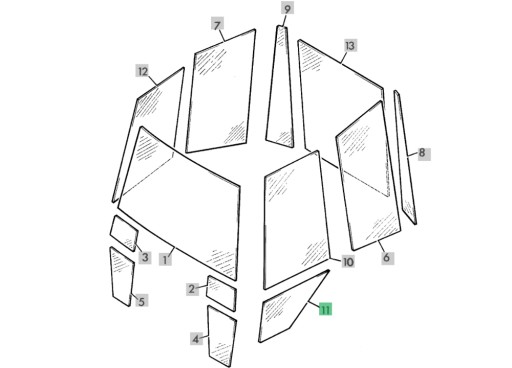 СТЕКЛО ДВЕРИ НИЖНИЙ ЛЕВЫЙ 827/30534 JCB 2CX