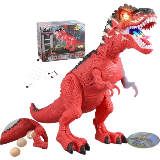 ВЕЛИКИЙ ДИНОЗАВР Т-РЕКС ХОДИТЬ, РЕВЕ, НЕСЕ ЯЙЦЯ