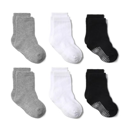 Sada 6 párov ABS ponožky hladké vystužené bavlna L 3-5 rokov