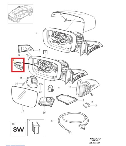 31217286 - Внешний датчик температуры в зеркале volvo xc60
