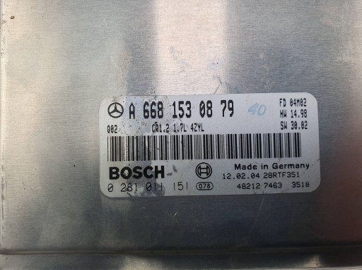 computer Motore ECU A6681530879 1.7 CDI MERCEDES A KLASA W168