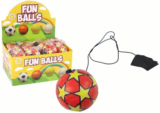 Futbalová lopta PU Na Gumičku Jojo Na Odrážanie 6 cm Červená Hviezdičky