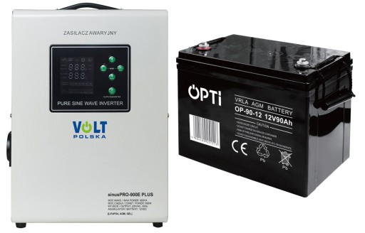 Акумулятор volt polska agm opti 12v 90ah + блок живлення ups volt polska 3spm09012m 900 va 600 w