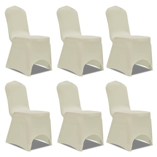 vidaXL Pružné poťahy na stoličky, 6 ks, krémové