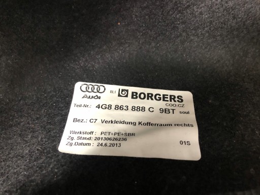 AUDI A7 4G8 boot upholstery right 4G8863888C