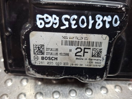control unit of the engine 0281035669 237101118S RENAULT DACIA 1.5 BLUE DCI