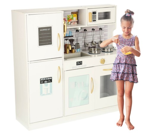 ДЕРЕВ'ЯНА ДИТЯЧА КУХНЯ З ХОЛОДИЛЬНИКОМ + АКСЕСУАРИ