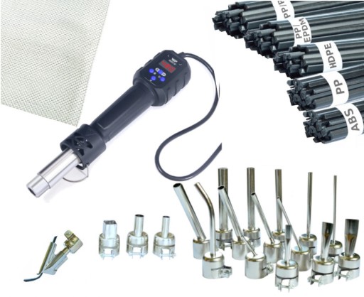 WEP 8858-IV МАШИНА ДЛЯ СВАРКИ ПЛАСТИКА + НАБОР ИЗ 17 НАСАДОК, ЧУШОК, ПЛАСТИК, СЕТКА