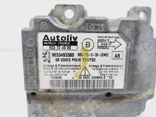 Centralina modulo airbag airbag Peugeot 307 1.6 HDI OE 9653493380