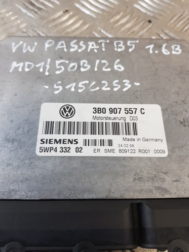 Centralina Motore 3B0907557C VW PASSAT B5 1.6B 98R- EUROPA