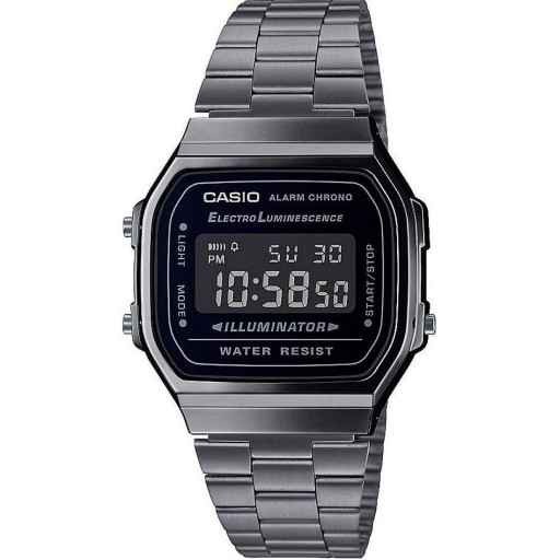 Čierne hodinky Casio Vintage s náramkom A168WEGG-1BEF v retro štýle