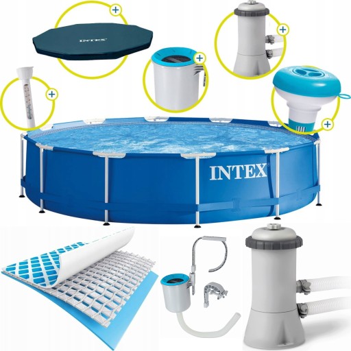 Круглий каркасний басейн Intex 366 х 366 см