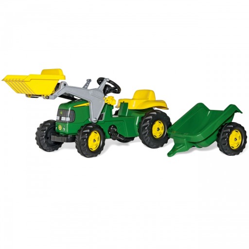 TRAKTOR NA PEDÁLE S LYŽICOU A PRÍVESOM PRE DETI JOHN DEERE