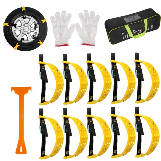 ЦЕПИ ПРОТИВОСКОЛЬЗЯЩИЕ КОЛЕСНЫЕ КОЛЕСЫ, СНЕЖНЫЕ ШИНЫ, НАБОР ИЗ 10 ШТ.