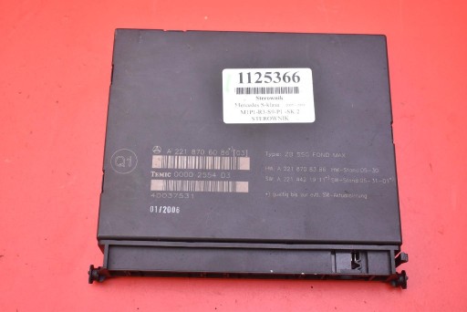 control unit module TYLNYCH seats A2218706086 MERCEDES S-KLASA W221 LONG 05-09