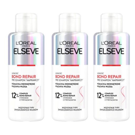 Zestaw Elseve Bond Repair Naprawczy Pre-Szampon Włosów Zniszczonych 3x200ml