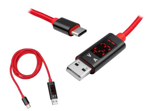 WZMACNIANY KABEL LTC USB TYPU C, 1 M, Z MIERNIKIEM