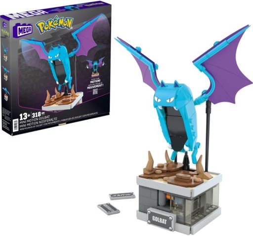 MEGA POKEMON ÉPÍTŐKOCKA SZETT MINI MOTION GOLBAT 318 EL MOZGATHATÓ ELEMEK HTH72