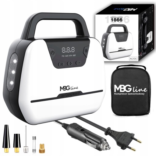 АВТОМОБІЛЬНИЙ КОМПРЕСОР MBG 12V / 230V СВІТЛОДІОДНИЙ ЛІХТАРИК CG0