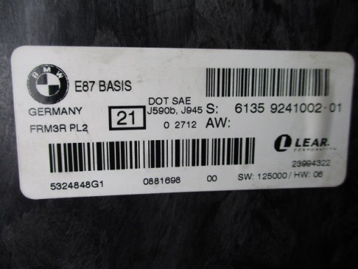 9241002-01 - модуль управління ліхтарями bmw E87 BASIS