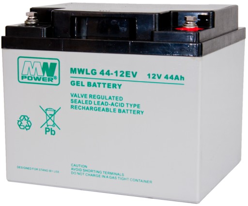 Гелевая аккумуляторная батарея mwlg power mwlg44-12ev 12v 44ah mwlg44 коляски