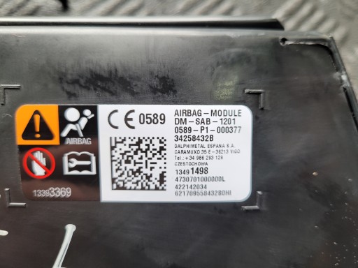 airbag POWIETRZNA 13491498 sedačka levá airbag OPEL INSIGNIA B