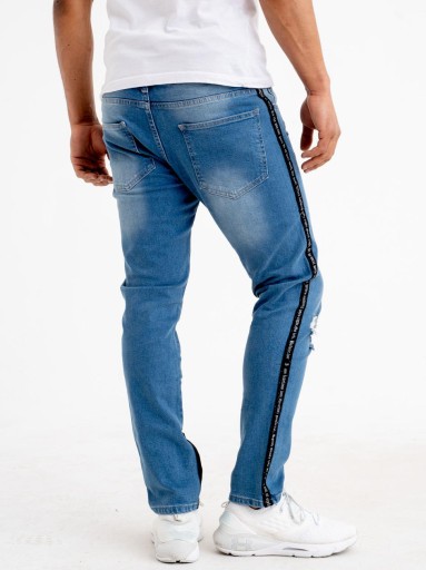 Pánske džínsové šortky utierané zámky DIERY JEDNODUCHÁ MODRÁ Modrá 32