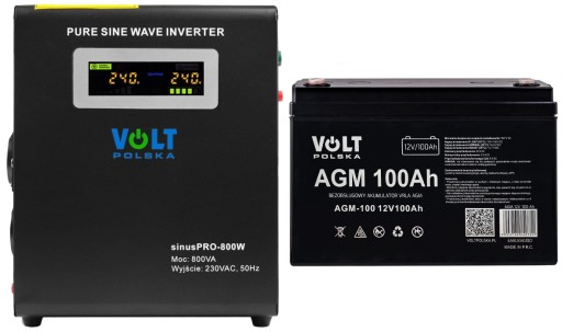 Преобразователь бесперебойного питания синус 800ва+агм 12в 100ач вольт польша