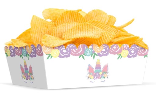 Тарілки PartyPal ПАПЕРОВІ КОРОБКИ ДЛЯ ЧІПСІВ ЄДИНОРІГ 6 см 3 шт.