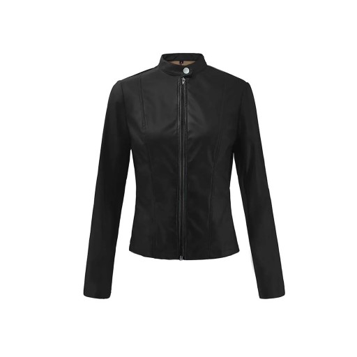 Women Slim Fit Faux Leather Jacket Moto Biker PU L 15005769339 - Allegro.pl