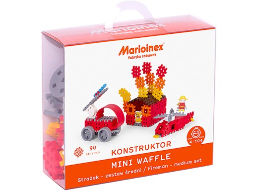 Marioinex Mini Waffle Konstruktor 90 Strażak zestaw średni