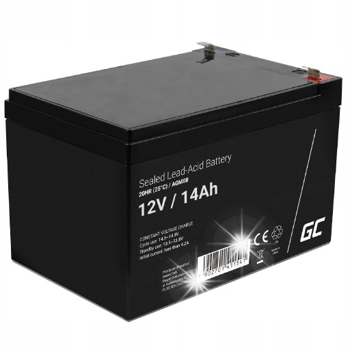 Необслуживаемые аккумуляторы green cell, источники бесперебойного питания 14 ач 12