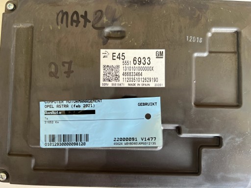 OPEL ASTRA K V 1.5 CDTI 55516933 555156771 computer ECU Originale FAJNY
