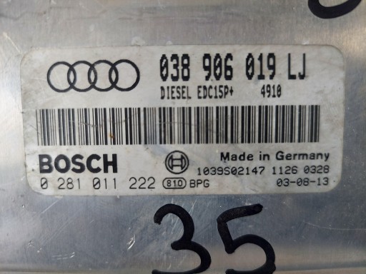A4 B6 1.9 TDI 038906019LJ unité de commande électronique uce moteur