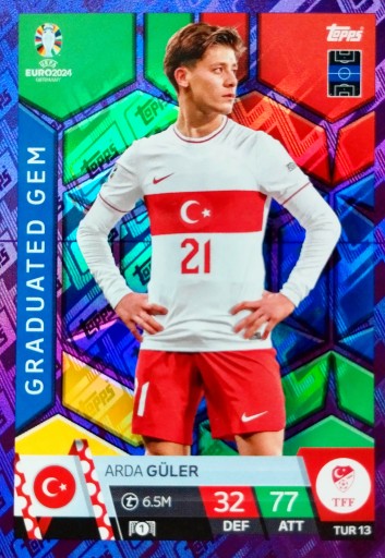 EURO 2024 TOPPS MATCH ATTAX GRADUATED GEM PURPLE TUR 13 ARDA GULER