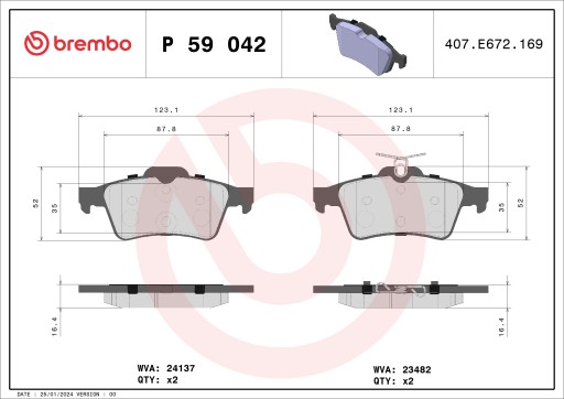 59 042X - Гальмівні колодки BREMBO P59042X