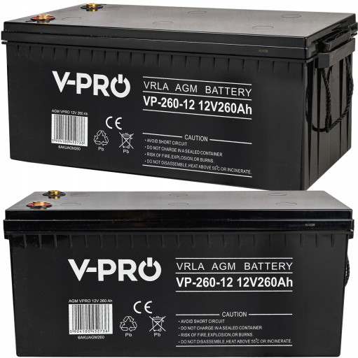 Необслуживаемый аккумулятор agm для ибп, печи, кемпера, яхты, сильный, 12 в, 260 ач, vpro