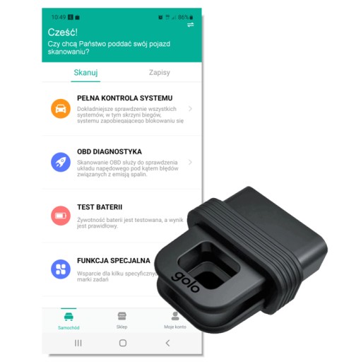 Запуск диагностического интерфейса Golo CarCare Plus