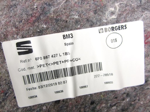 side upholstery boot left Seat Ibiza V 6F KJ 2020