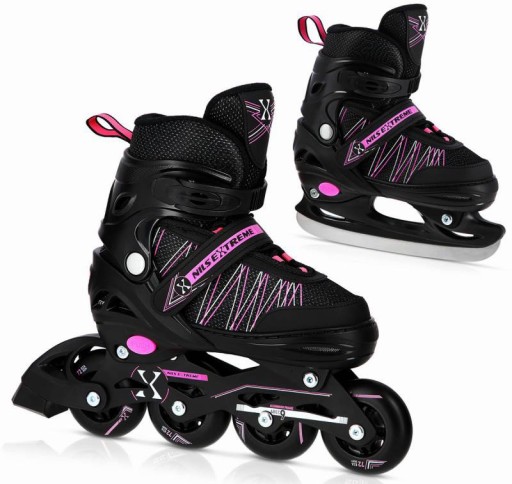 Регульовані роликові ковзани 2 в 1 Nils Extreme NH11912 A р. 39-42 чорно-рожевий