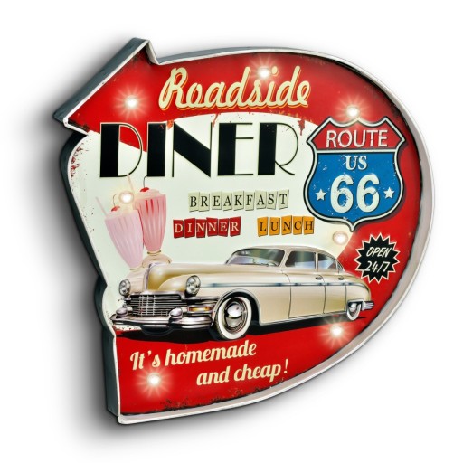 3D-вивіска з підсвічуванням, LED Roadside Diner, дошка