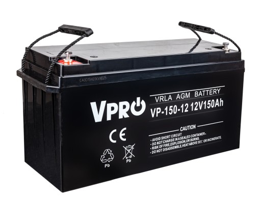 Акумулятор вольт polska agm vpro 12v 150 ah для блоку живлення іпс