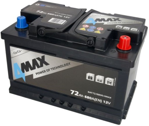 BAT72/680R/4MAX - Пусковая батарея 12V 72AH / 680A P+