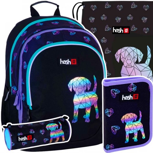 Рюкзак шкільний багатокамерний Hash чорний, Різнокольоровий 20 л